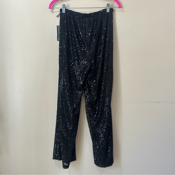 Nicole Miller straight Leg pants pull on rustic Black Sequins - Picture 2 of 4